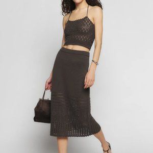 Reformation Skirt / Top - Carter Novelty Knit Skirt and Tank in Putty